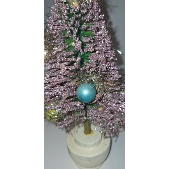 vintage 10 inch pink glitter bottle brush tree mercury ornaments - Picture 8 of 16